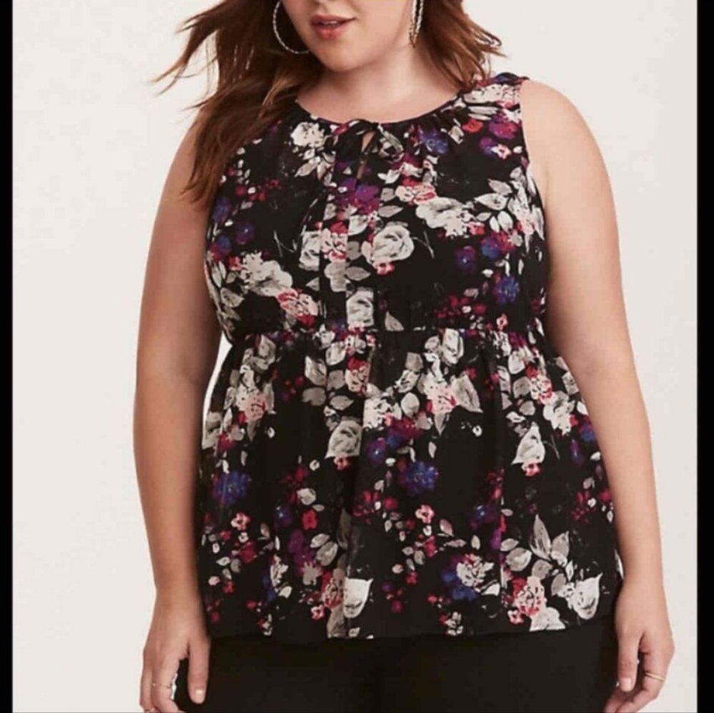 Torrid Floral Sheer Peplum Top